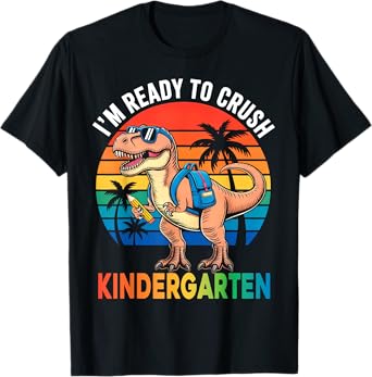 I'm Ready To Crush Kindergarten Back To School Dinosaur Boys T-Shirt