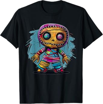 Cartoon Voodoo Doll Art I Kids Voodoo Doll Colorful Voodoo Doll T-Shirt