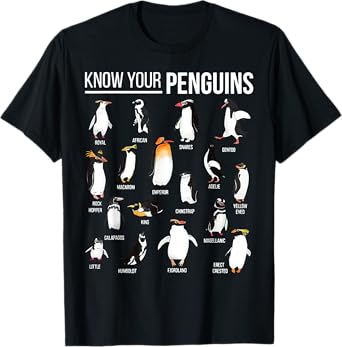 Know Your Penguins Types Of Penguins Sea Animal Lover T-Shirt