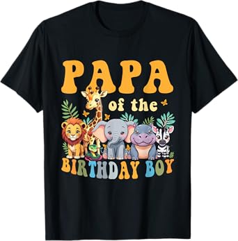 Papa of the Birthday Boy Kids Safari Jungle Animal Matching T-Shirt
