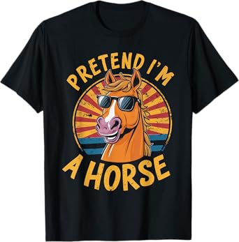 Pretend I'm A Horse Funny Lazy Halloween Matching Costume T-Shirt