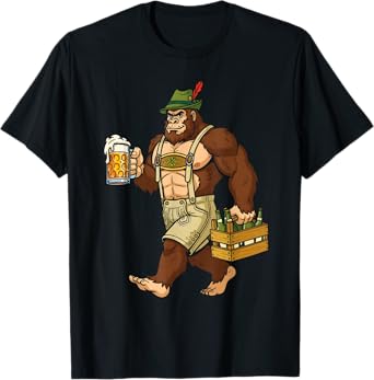 German Bigfoot Sasquatch Beer Lederhose Funny Oktoberfest T-Shirt