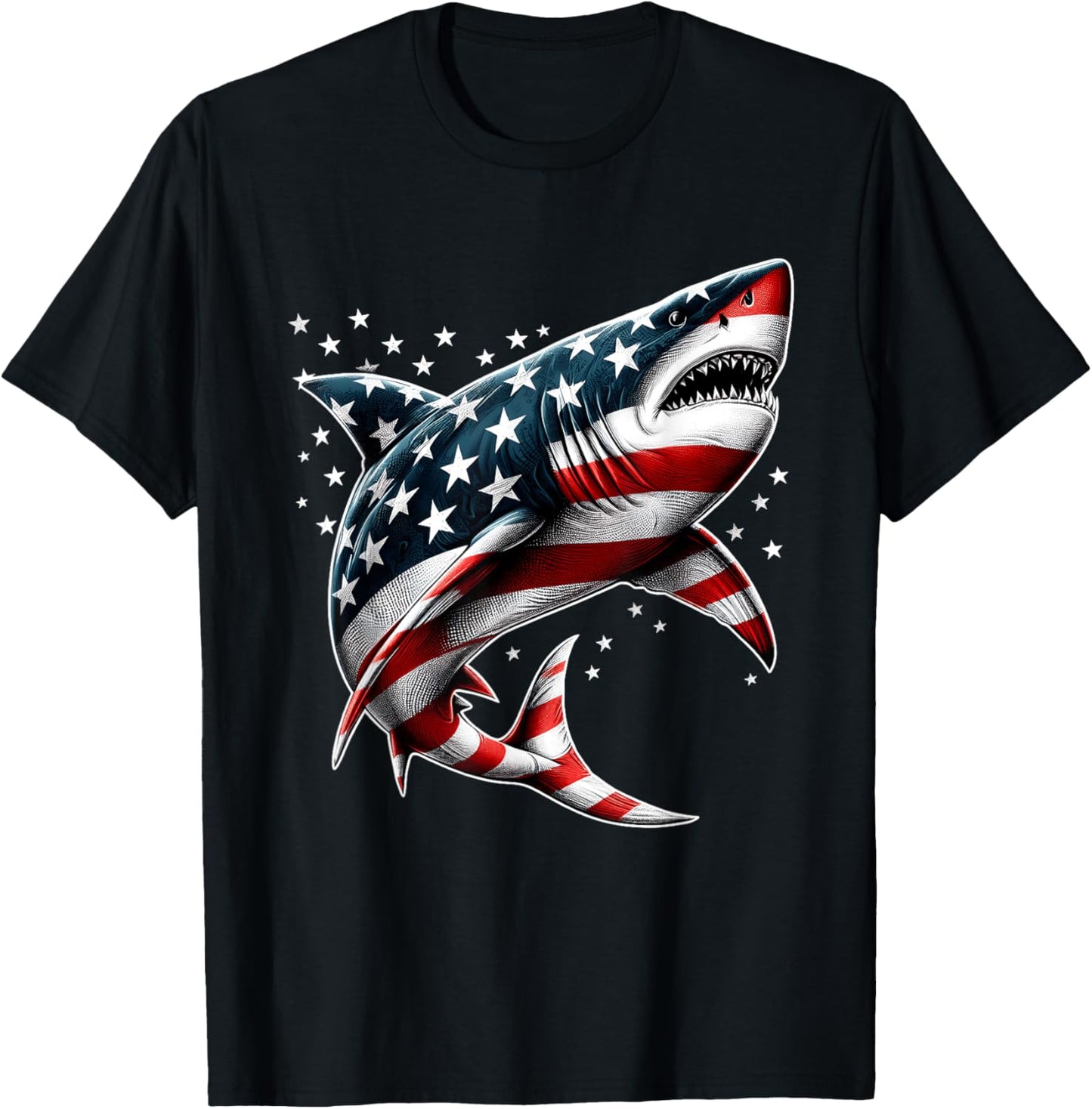 Patriotic Shark American Flag Usa Funny 4th Of July Fourth T-shirt