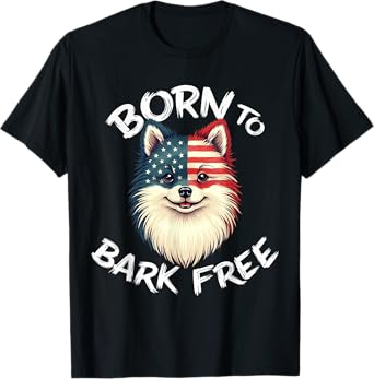 Funny Pom Dog Vintage Pomeranian American Flag T-Shirt
