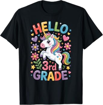 Unicorn Back To School Hello 3rd Grade Third Grade T-Shirt