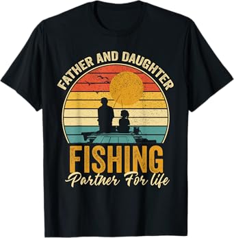 Father Daughter Fishing Partner For Life Retro Fisherman T-Shirt