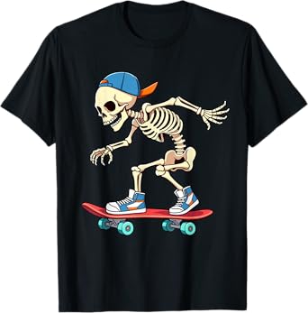 Skeleton Skateboarding Skater Street Skating Boys Kids T-Shirt