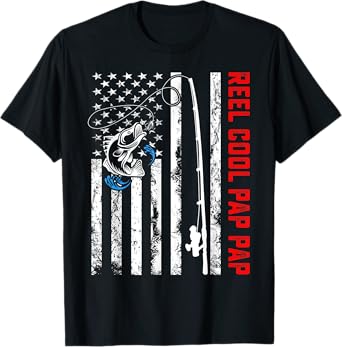Reel Cool Pap Pap Shirt American Flag Fishing Birthday Gifts T-Shirt