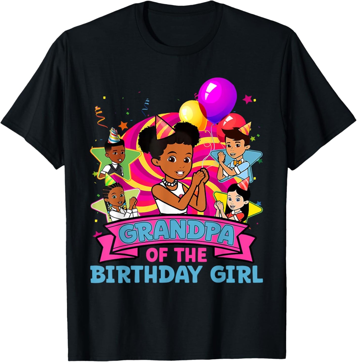 Grandpa the Birthday Girl Party Pink Doll Family Decorations T-Shirt