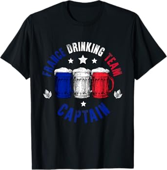 Drink Beer Can France Flag Funny Drinking France Team T-Shirt