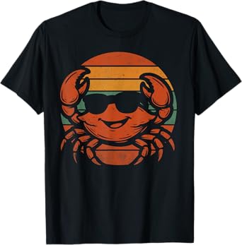 Cool Retro Crab With Sunglasses Beach Ocean Crab T-Shirt