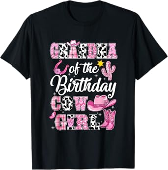 Grandma Of The Birthday Cow Girl Western Cowgirl 1St T-Shirt