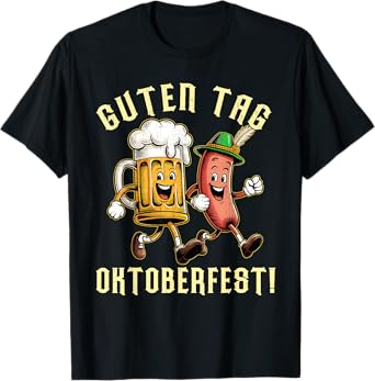Funny Oktoberfest Guten Tag Beer Sausage Bavarian Men Women T-Shirt