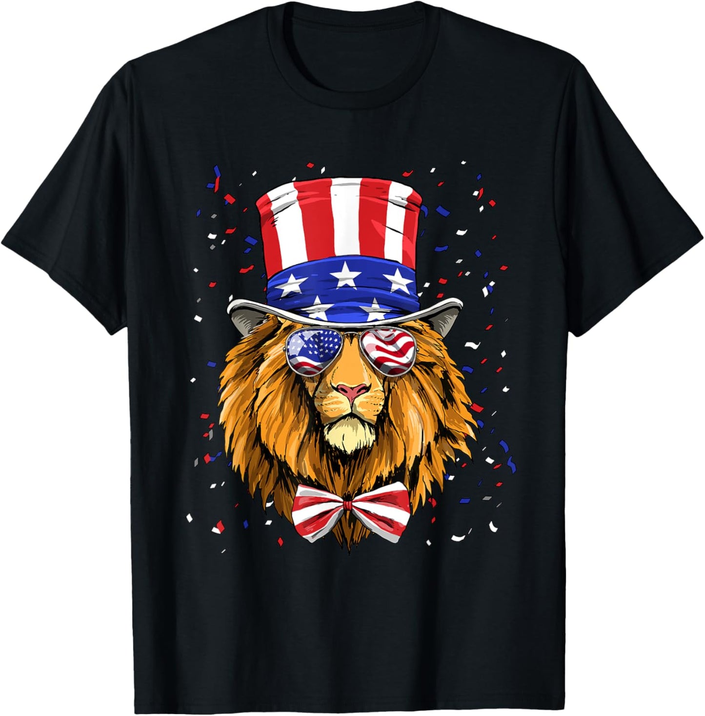 4th of July Patriotic Lion USA Flag Independence Lion Lover T-Shirt
