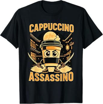 Italian Brainrot Cappuccino Assassino, Funny Brain Rot Meme T-Shirt
