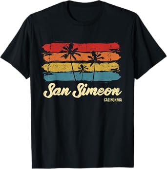 Vintage San Simeon California Palm Trees CA Retro T-Shirt