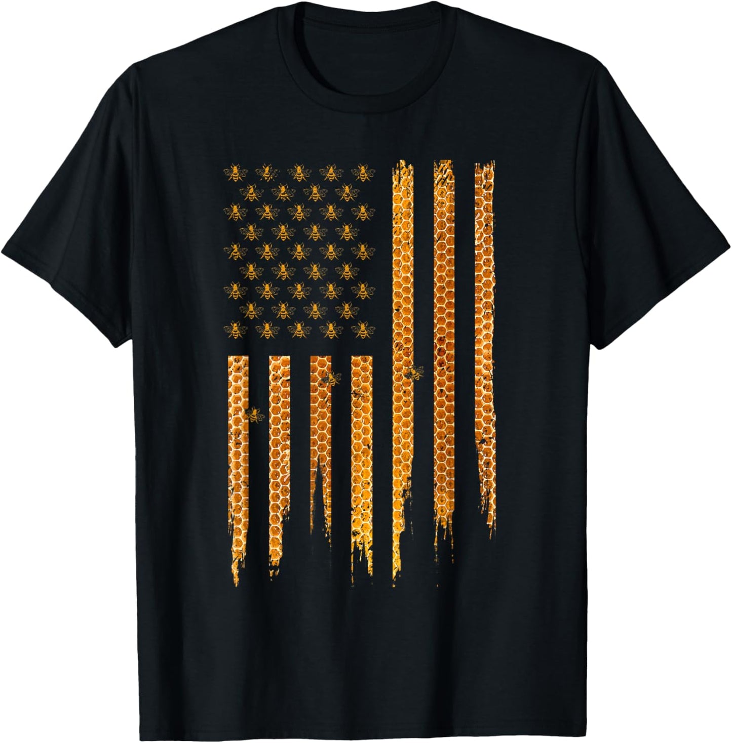Beekeeping American Flag Honeycomb Honey Bees Beekeeper T-Shirt