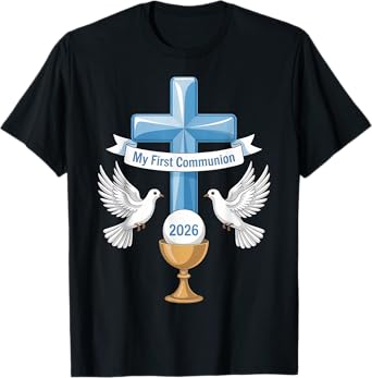 My 1st First Holy Communion 2026 Christian Boys Faith Jesus T-Shirt