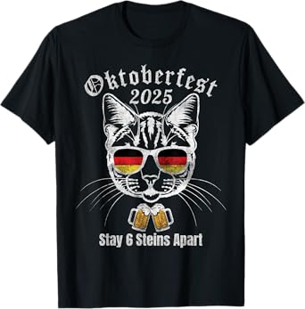 Oktoberfest 2025 6 Stein Apart Beer October Funny Drinking T-Shirt