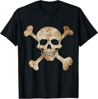Pirate Flag Skull And Crossbones Skeleton Graphic Halloween T-Shirt