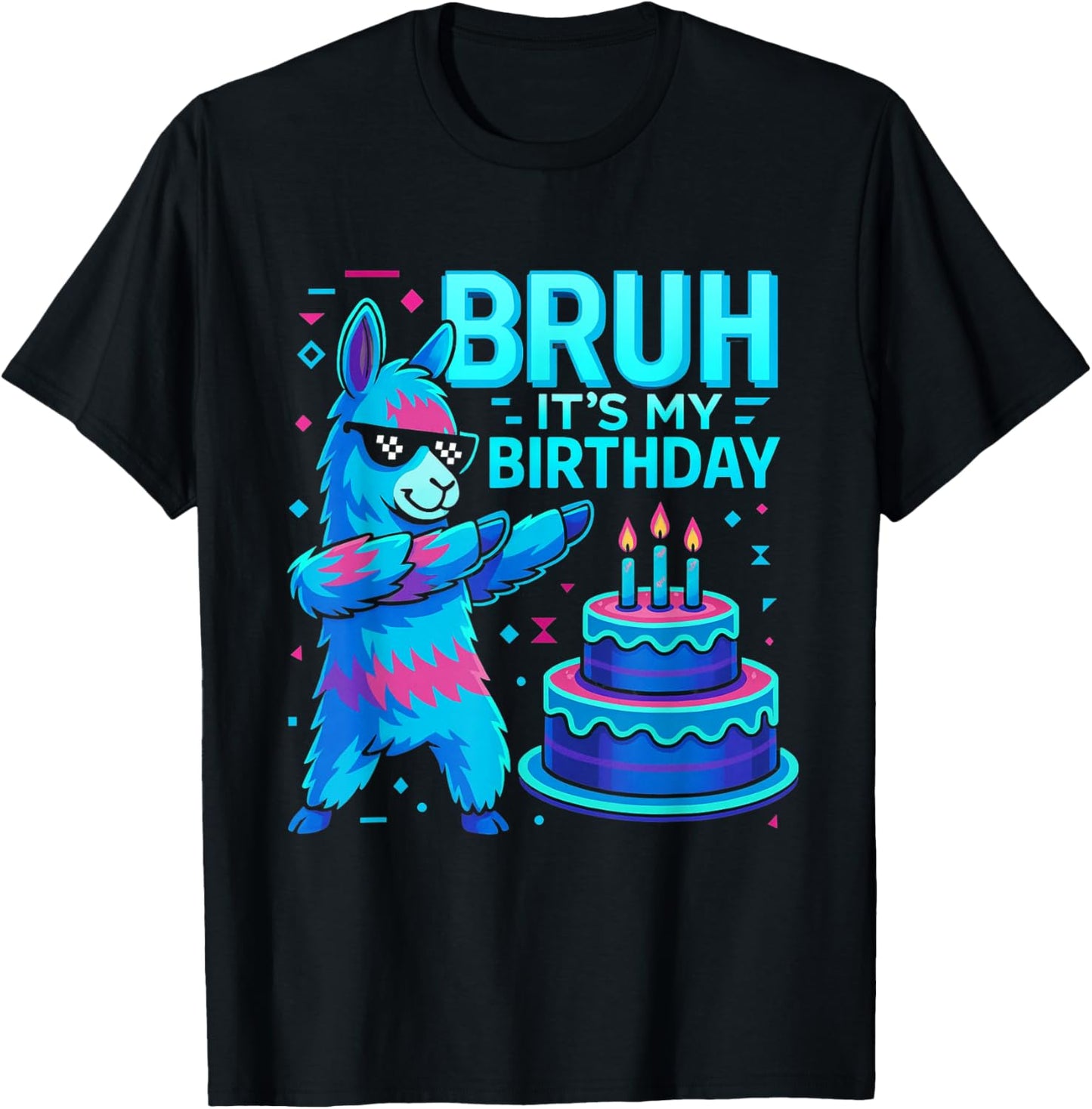 Bruh It’s My Birthday Llama Piñata Funny Boy Birthday Party T-Shirt