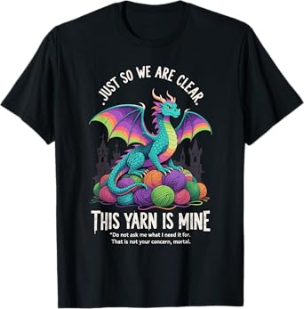 Vintage Funny Yarn Dragon Knitting Crochet Lover T-Shirt