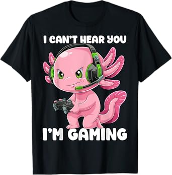 Gamer Axolotl Shirt Gamesolotl Fish Gaming Video Gamer Anime T-Shirt