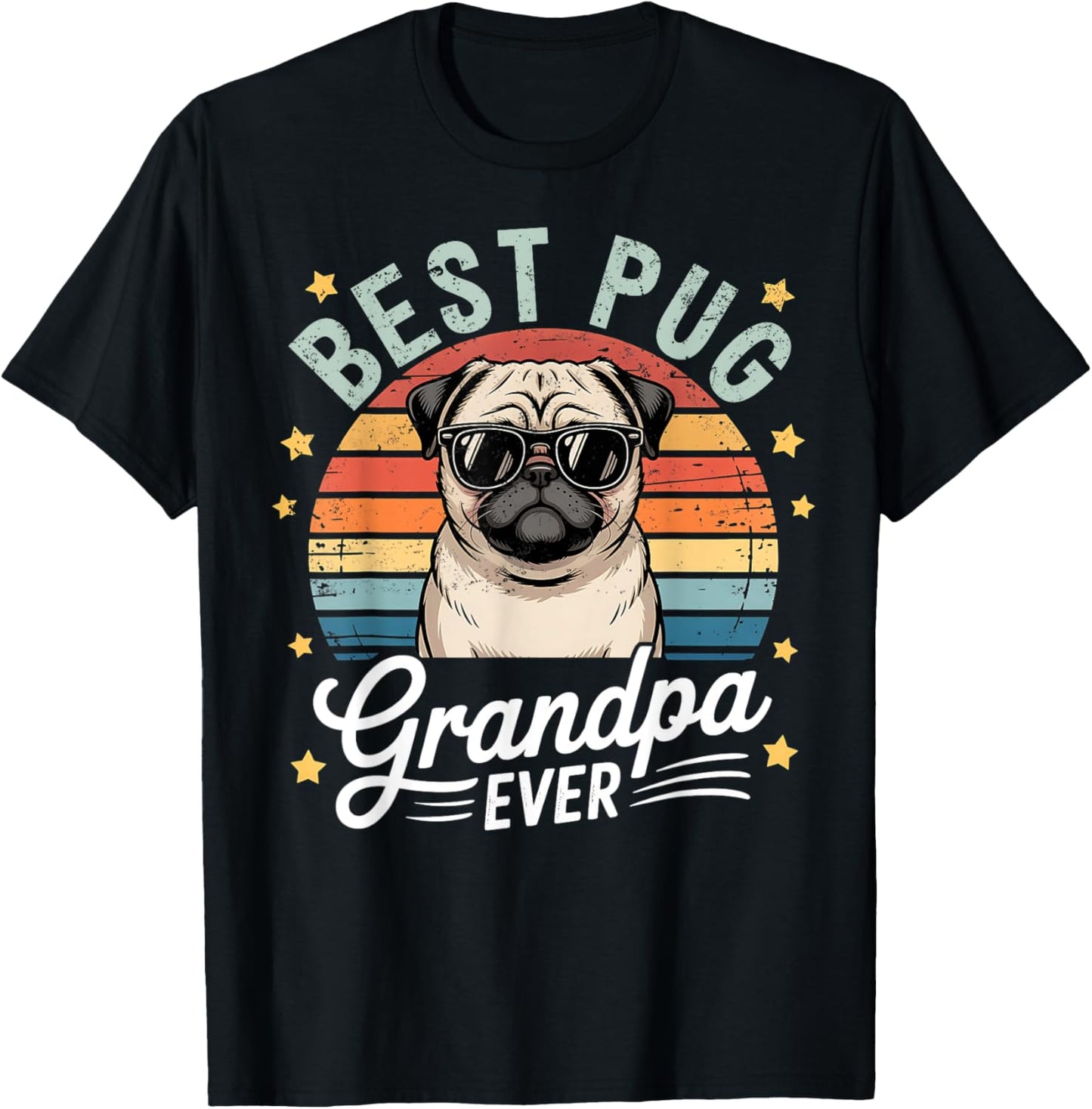 Best Pug Grandpa Ever Pug Grandpa Vintage Farthers Day T-Shirt