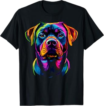 Colorful Rottweiler Face Rottie Dog Lover Men Women Black T-Shirt