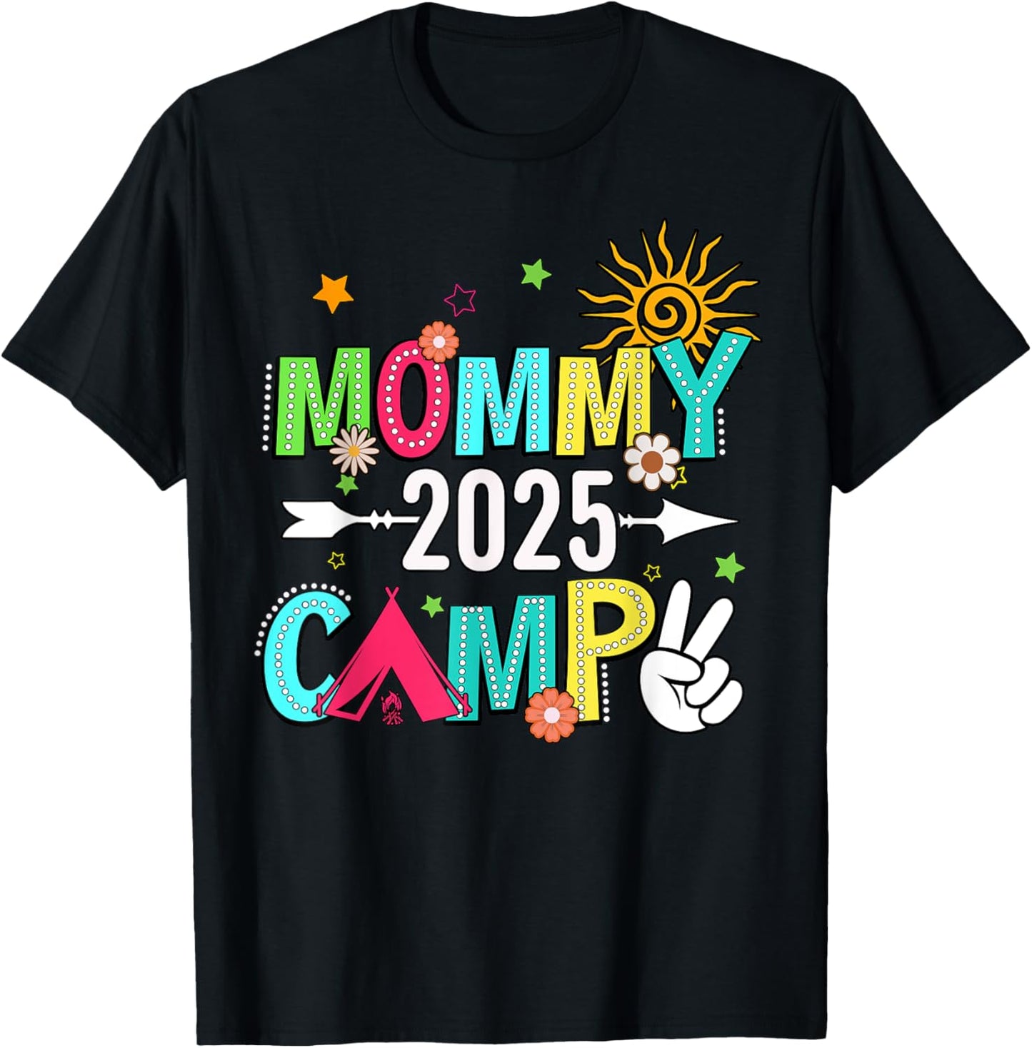 Mommy Camp 2025 Family Vacation Summer Camping Crew Kids T-Shirt