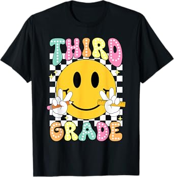 Hello Third Grade Smile Face Back to School Girls 3rd Grade T-Shirt
