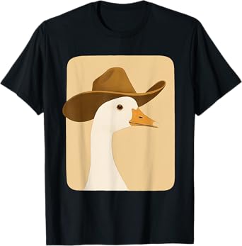 Country Funny Duck Cowboy Hat Rodeo Cowgirl Western Goose T-Shirt