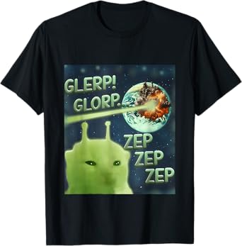 Glerp Glorp Funny Alien Cat Meme, Brainrot Tee, Costume T-Shirt