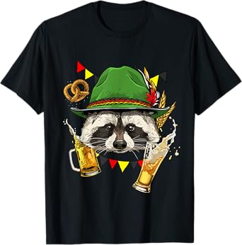Raccoon Germany Oktoberfest Party Beer Fest Raccoon Lover T-Shirt