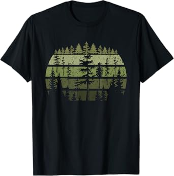 Retro Wildlife Trees Outdoors Nature Forest Vintage T-Shirt