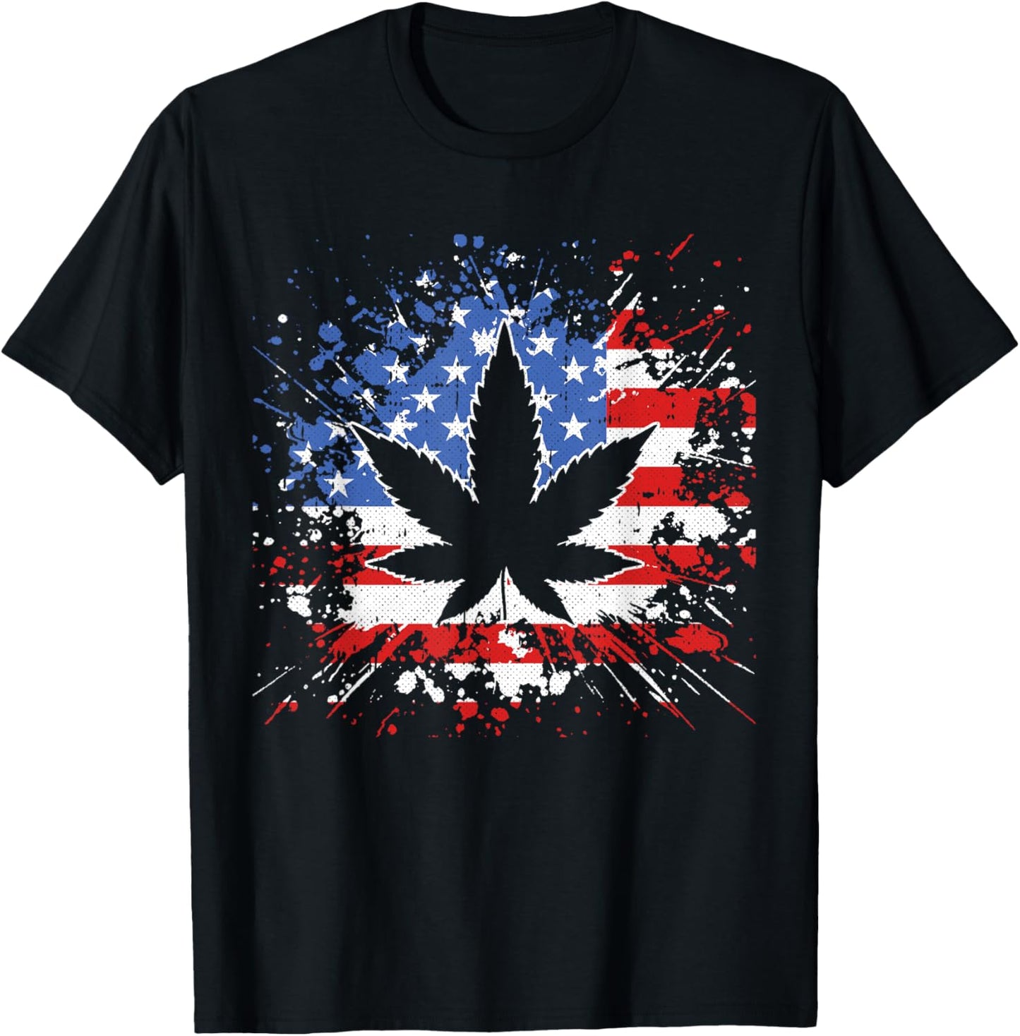 Weed American Flag 4th Of July Marjuana Patriotic Stoner T-Shirt