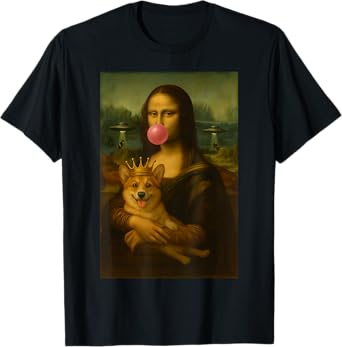 Funny Mona Lisa Corgi Ufos T-Shirt