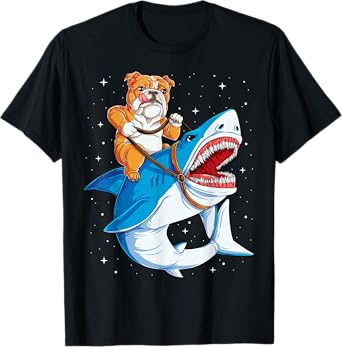 English Bulldog Shark T shirt Kids Space Galaxy Jawsome Gift T-Shirt