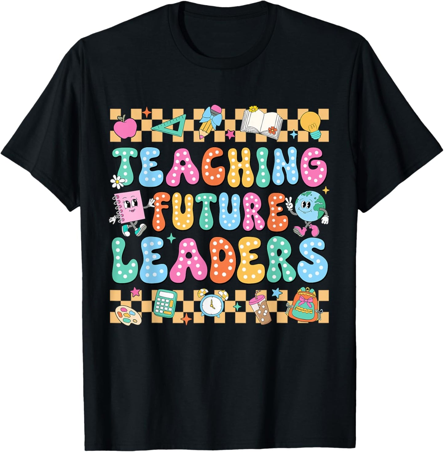Teaching Future Leaders Back To School Groovy Teacher Kids T-shirt by TeeBrew