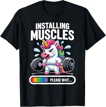 Funny Cute Unicorn Workout Gym Fitness Weightlifting T-Shirt