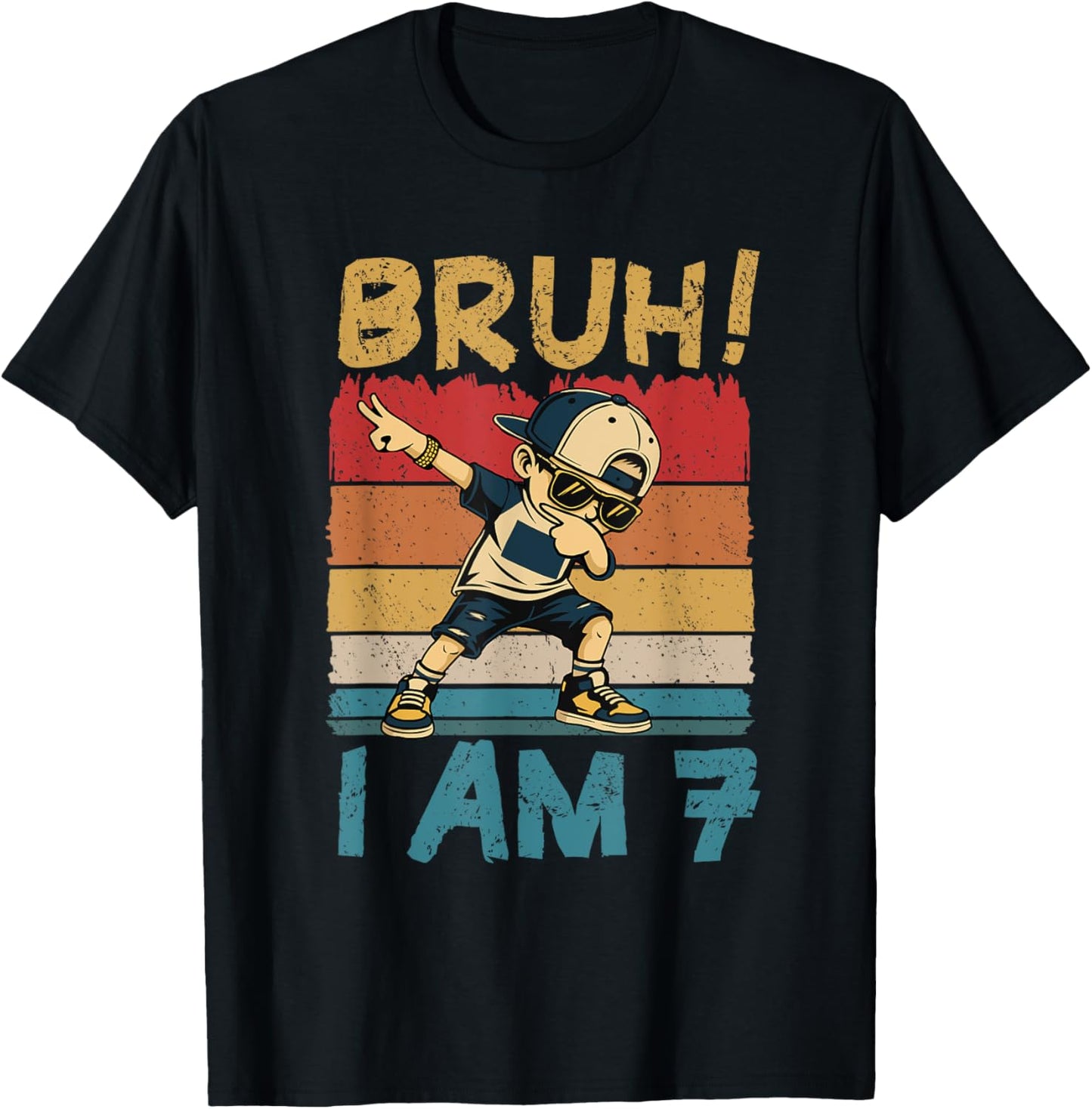 Bruh I'm 7 Seven 7th Birthday Dabbing 7 Years Old Boy Kids T-Shirt