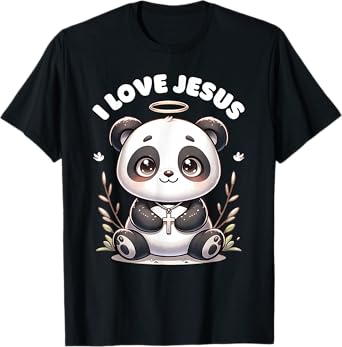 Cute Christian Panda I Love Jesus Panda Bear for kids T-Shirt