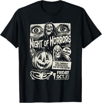 Night Of Horrors Spooky Skeleton Jack O Lantern Halloween T-Shirt
