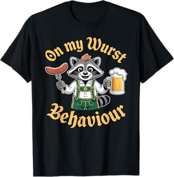 Oktoberfest On My Wurst Behavior Raccoon Beer German Men T-Shirt