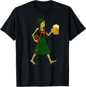 Oktoberfest Halloween Skeleton Beer Funny Oktoberfest T-Shirt
