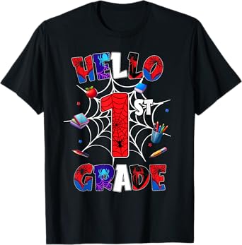 Hello 1st Grade Squad Spider Back To School First Grade T-Shirt