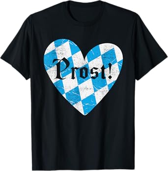 Prost Bavarian Heart Oktoberfest Lederhosen Beer Festival T-Shirt