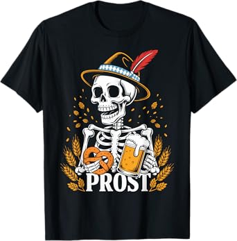 Skeleton Prost Bavarian Halloween Munich German Oktoberfest T-Shirt