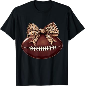 Cute Football Coquette Bow Cute Football Mom T-Shirt