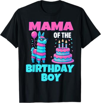 mama Birthday Boy Llama Pinata Party family mathing women T-Shirt